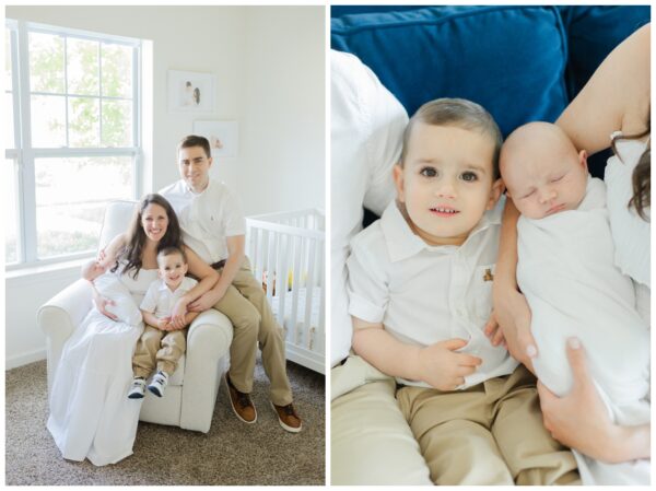 Parents and sibling with their newborn baby.
