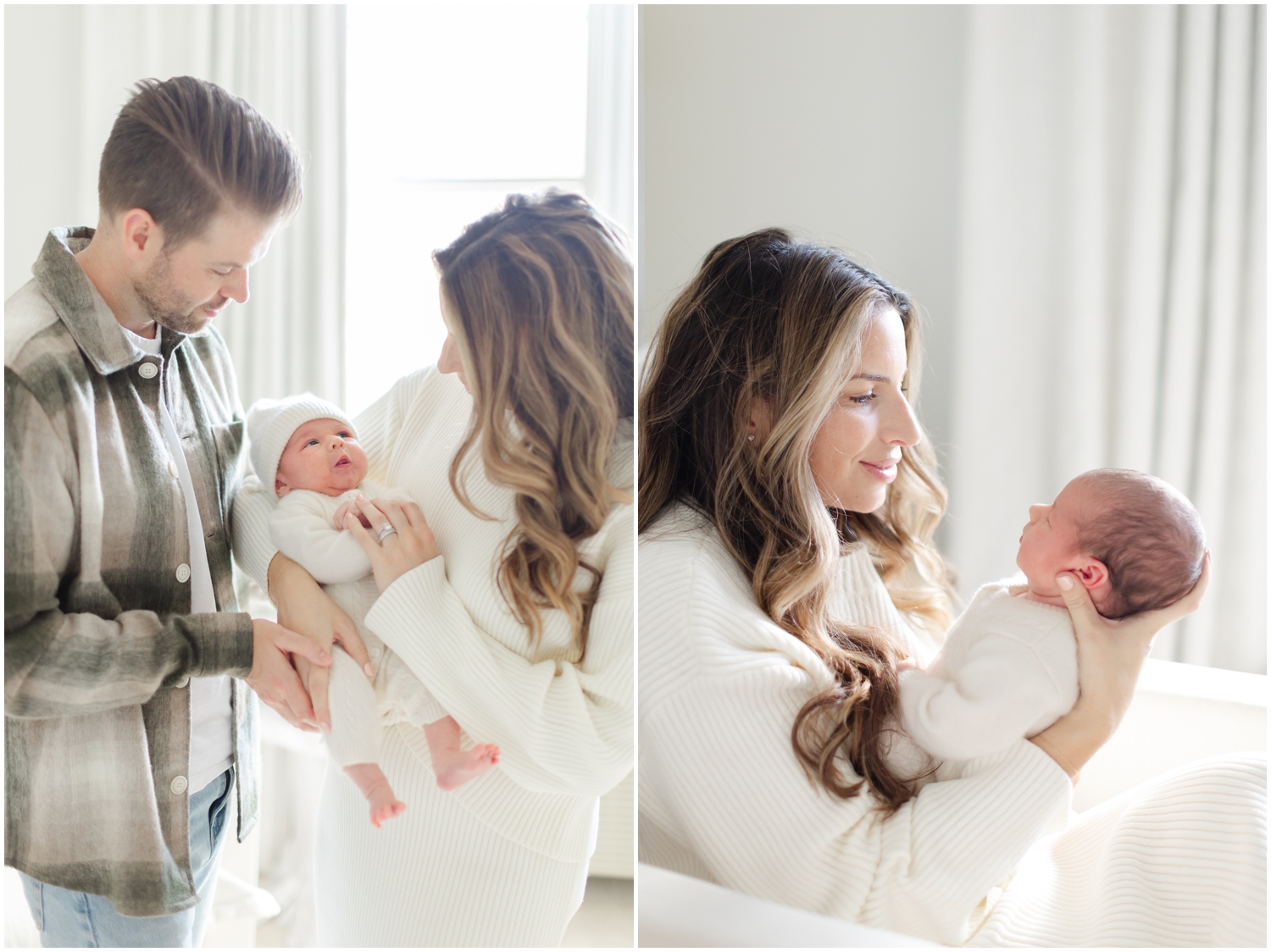 my-style-as-a-newborn-photographer Mom and dad look at their newborn baby son.