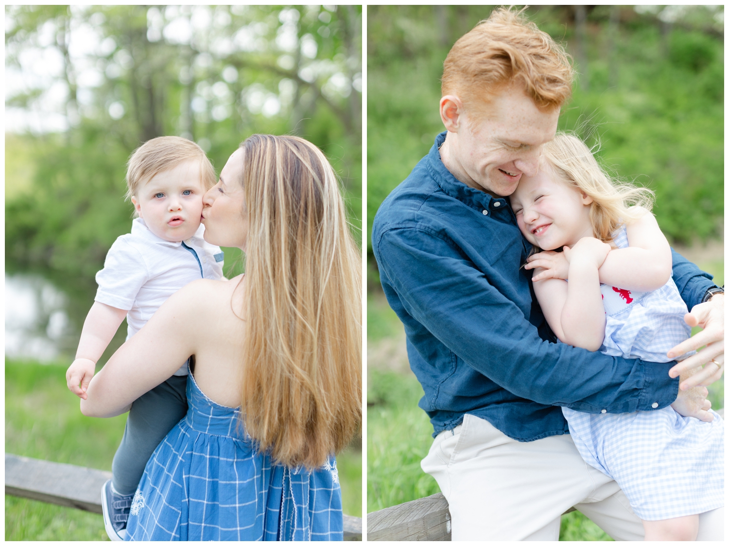 Mom and dad with young kids at Natirar Park NJ family photos Erin Dwyer Photography.