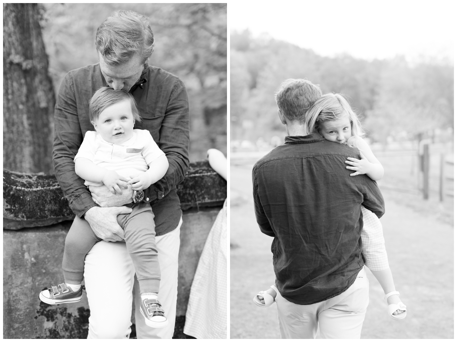 Dad with son and daughter at Natirar Park NJ family photos Erin Dwyer Photography.