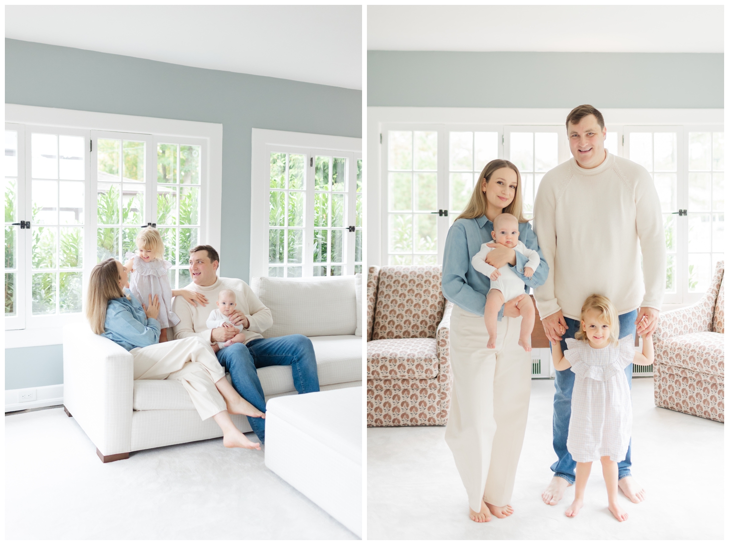 Family spending time together in their Montclair NJ home during a photo session.
